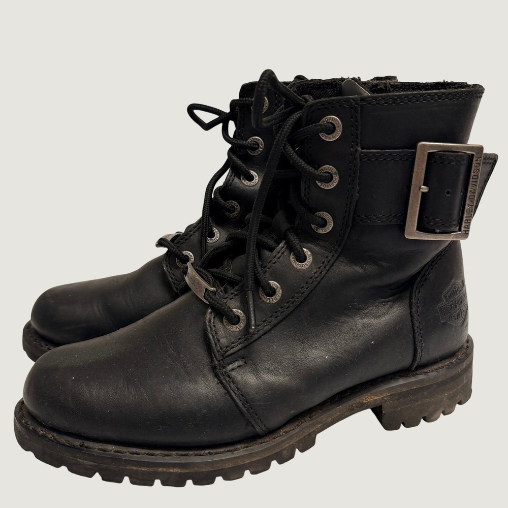 Harley-Davidson Sylewood Leather Moto Biker Combat Boots Women's Size 6.5 M